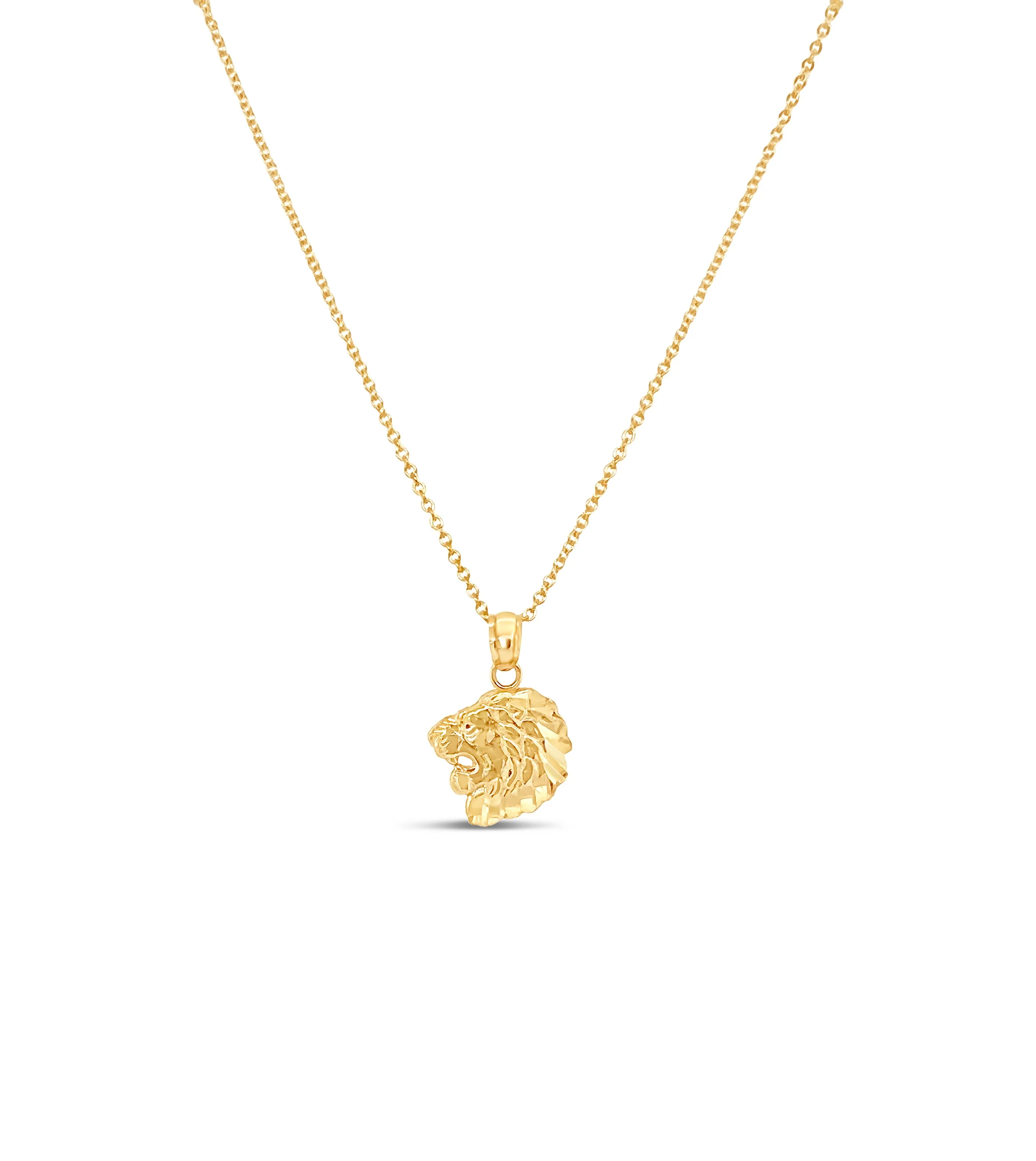 14k Gold Lion Head Charm Necklace