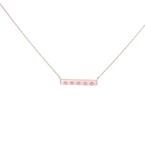 14k Rose Gold .07ct G SI1 Round Diamond and Pink Enamel Necklace