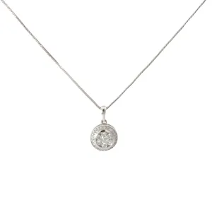 14k White Gold 1.00ct G VS2 Round Diamond Cluster Necklace