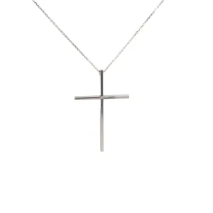 14k White Gold 3.5 Gram 1 1/2inch Plain Cross 18-20 Adjustment Chain