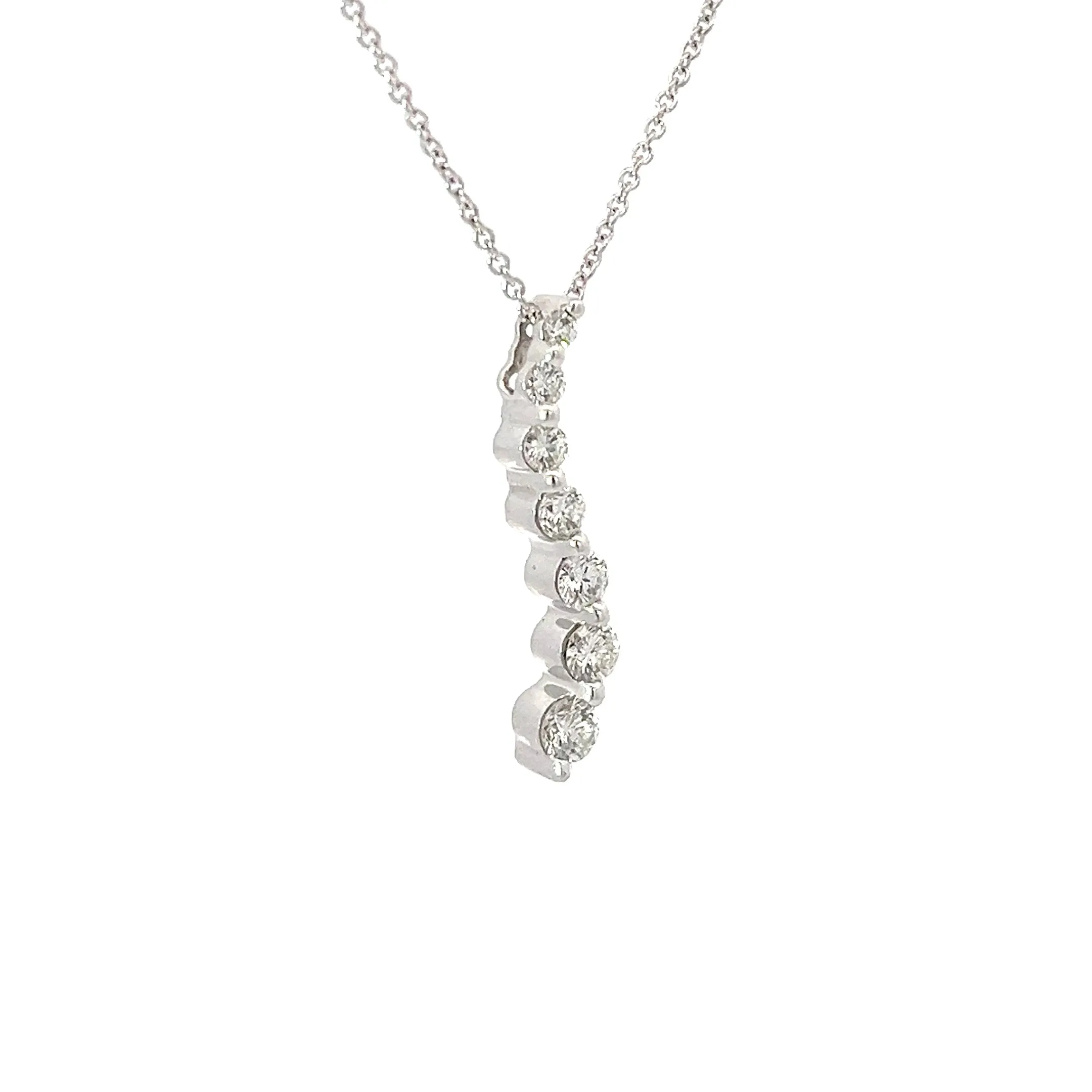 14k White Gold .50ct F VS2 Round Diamond Journey Pendant
