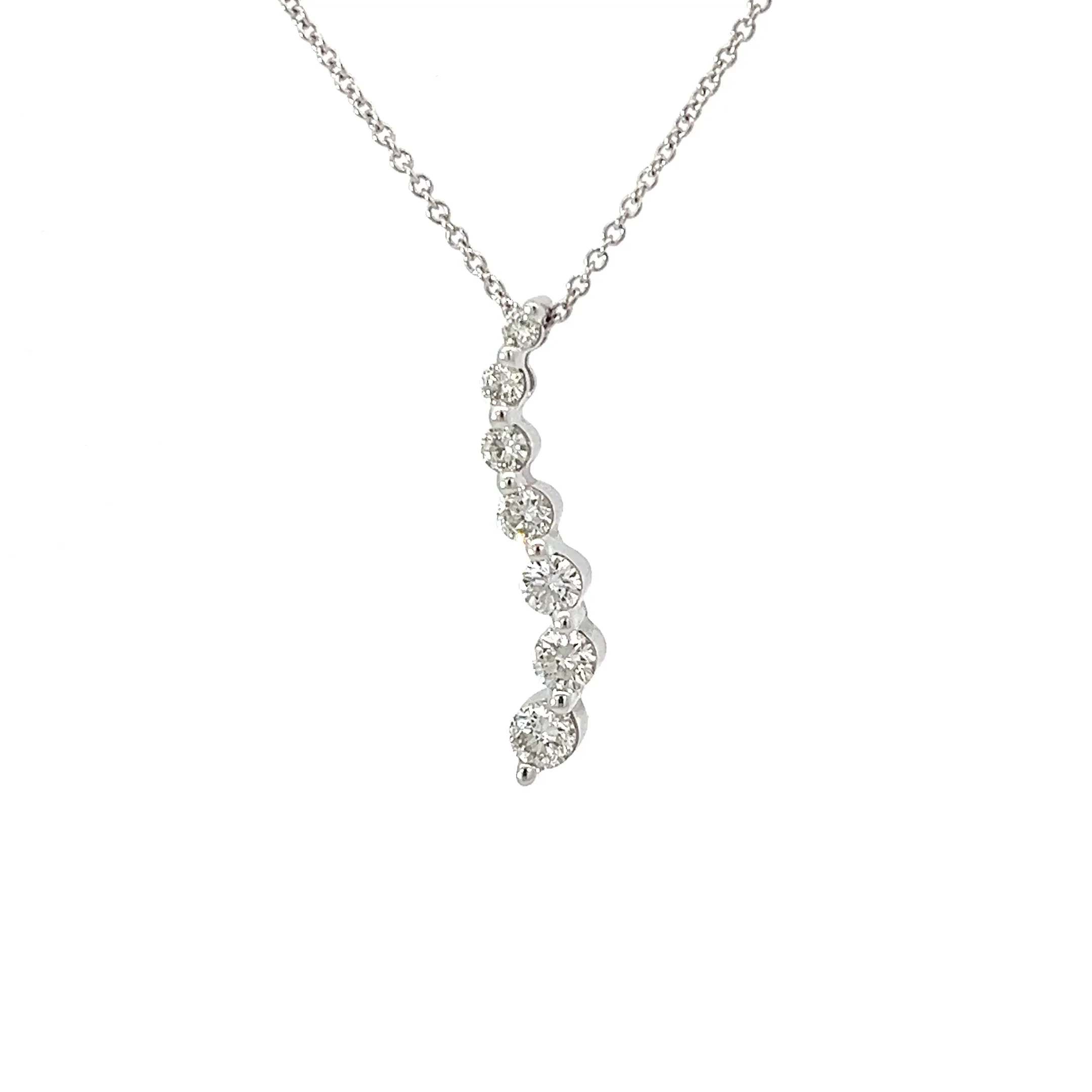 14k White Gold .50ct F VS2 Round Diamond Journey Pendant