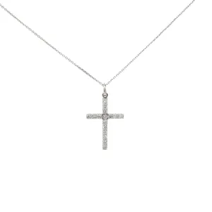 14k white gold .52ct F VS2 Round Diamond Cross Necklace