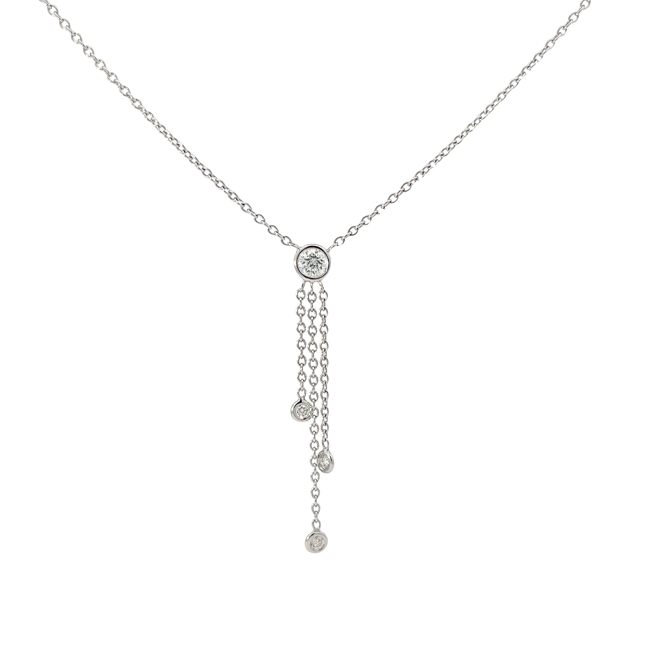 14k White Gold .55ct F VS1 Round Diamond Dangle Necklace