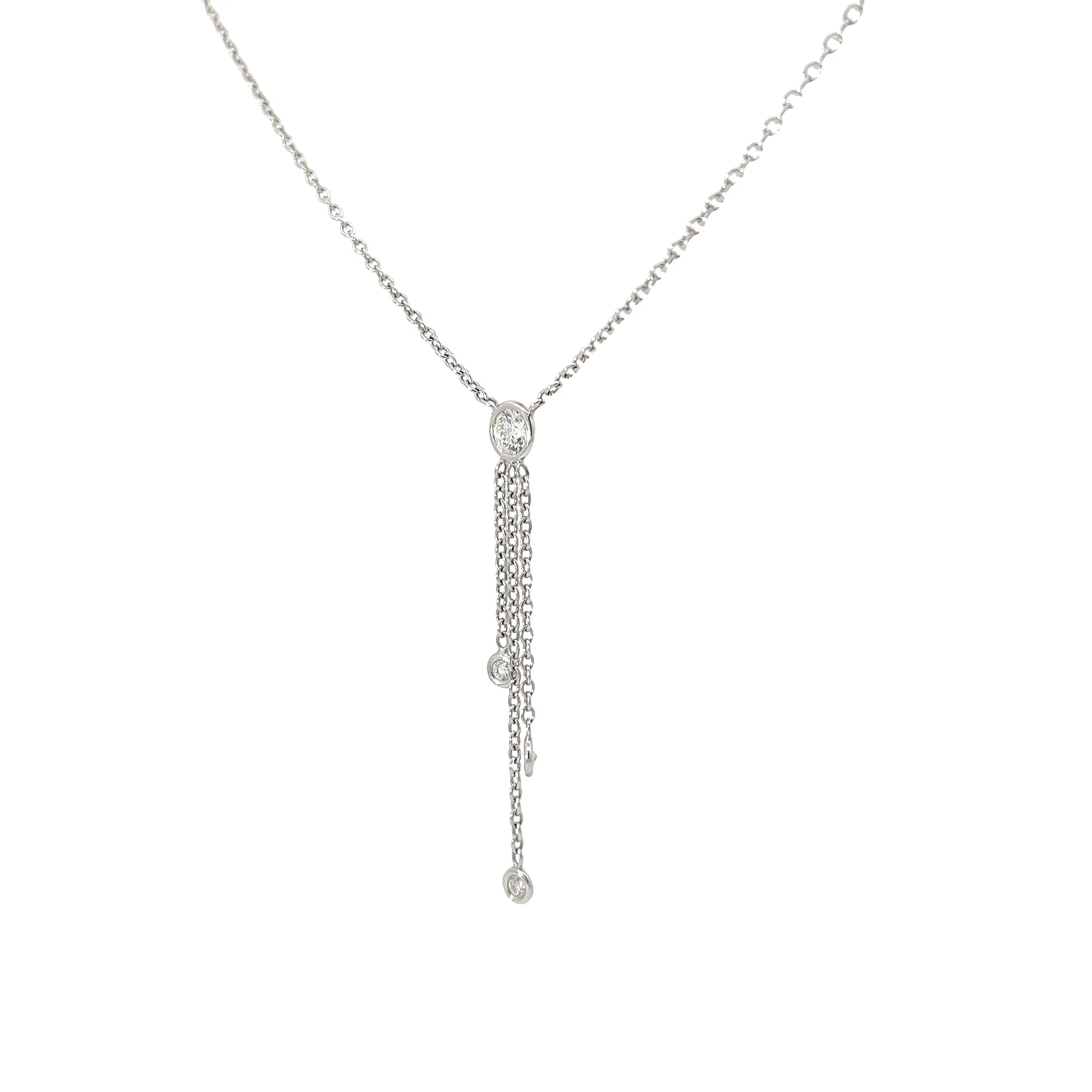 14k White Gold .55ct F VS1 Round Diamond Dangle Necklace