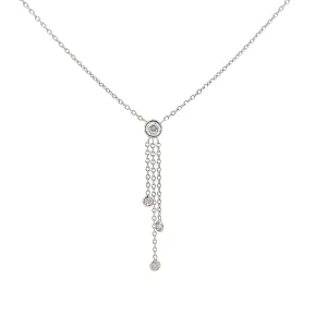 14k White Gold .55ct F VS1 Round Diamond Dangle Necklace
