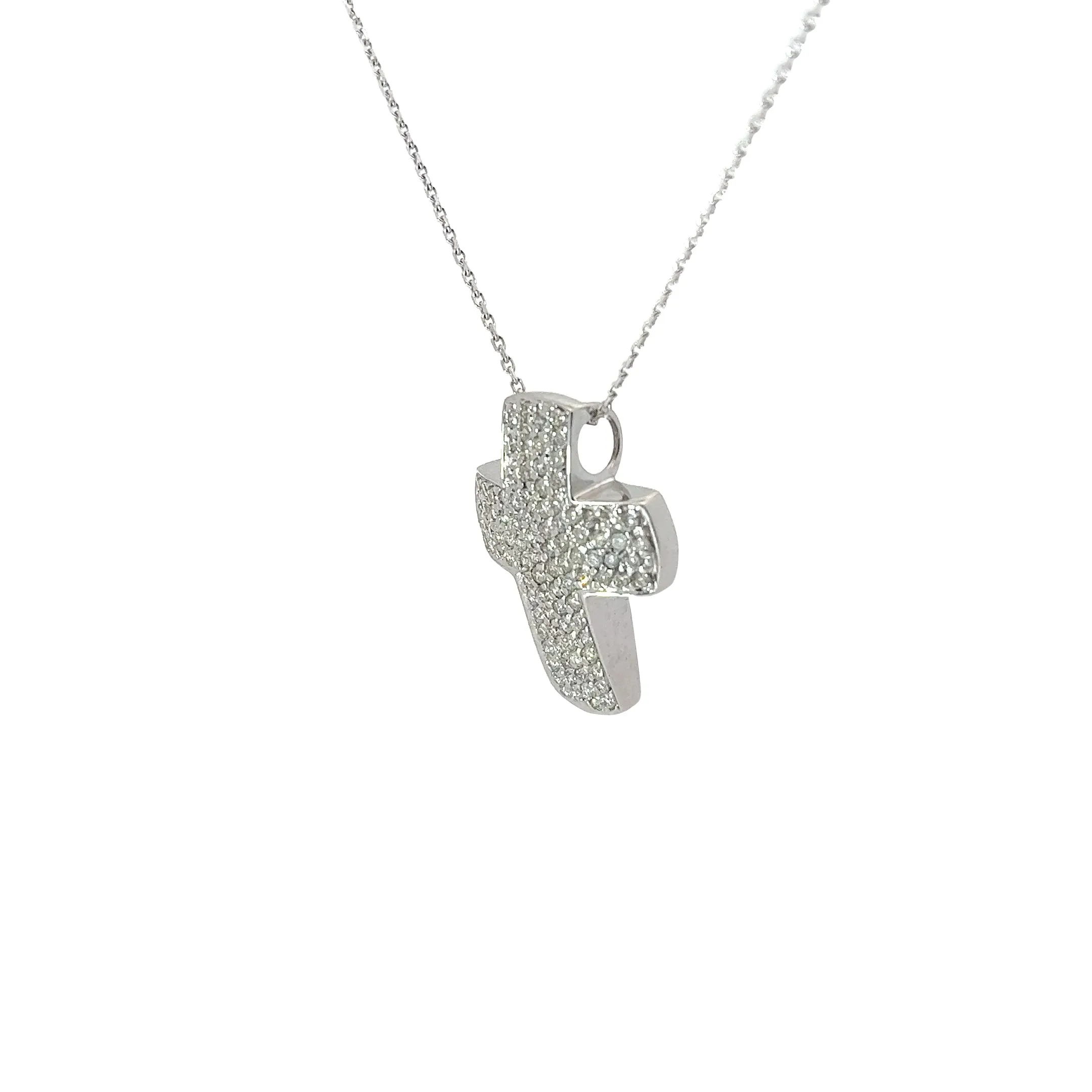 14k white gold Pave Diamond Cross Necklace