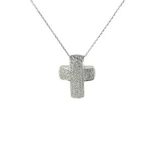 14k white gold Pave Diamond Cross Necklace