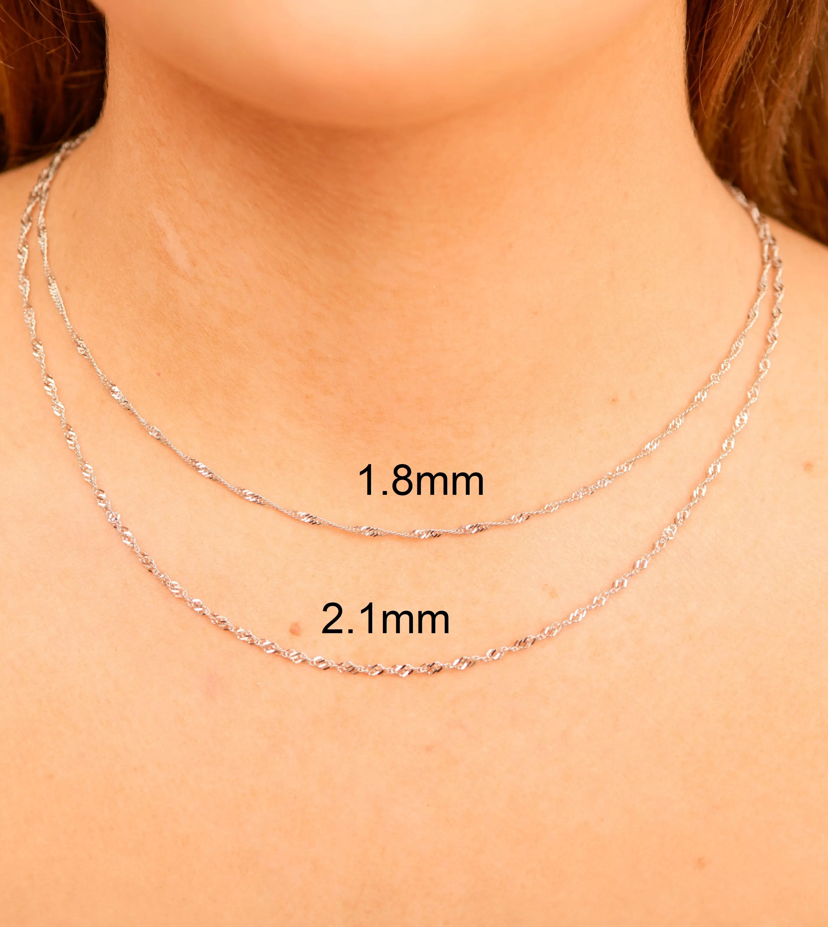 14k White Gold Singapore Chain Necklace