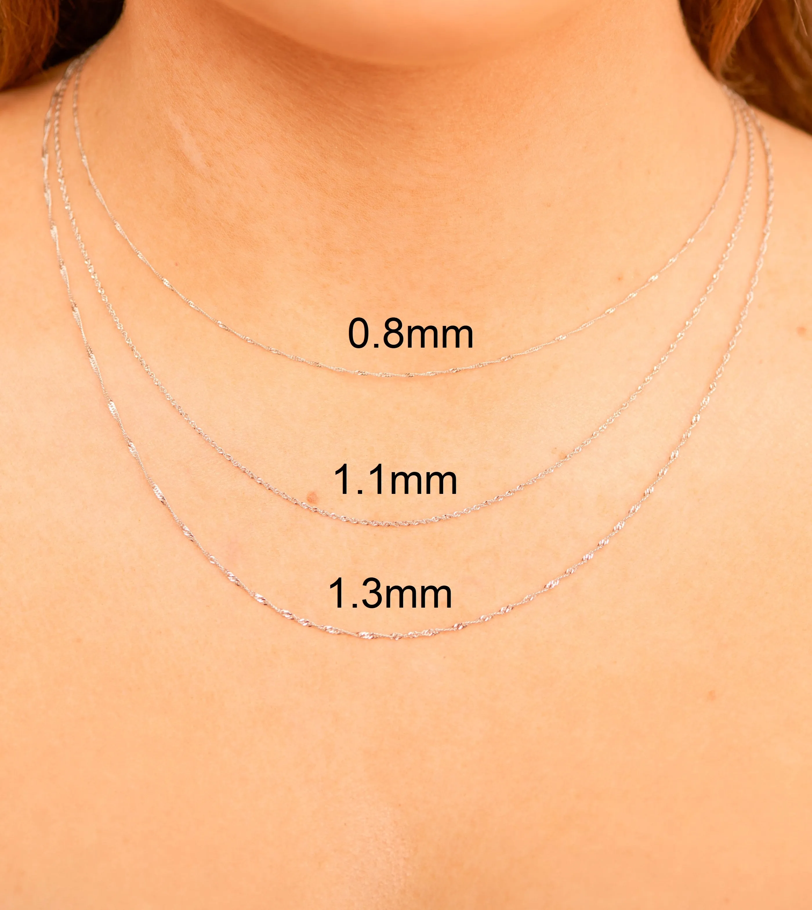 14k White Gold Singapore Chain Necklace
