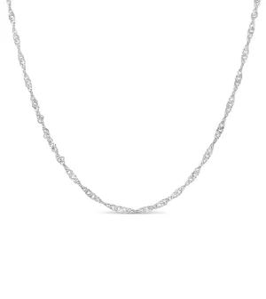 14k White Gold Singapore Chain Necklace