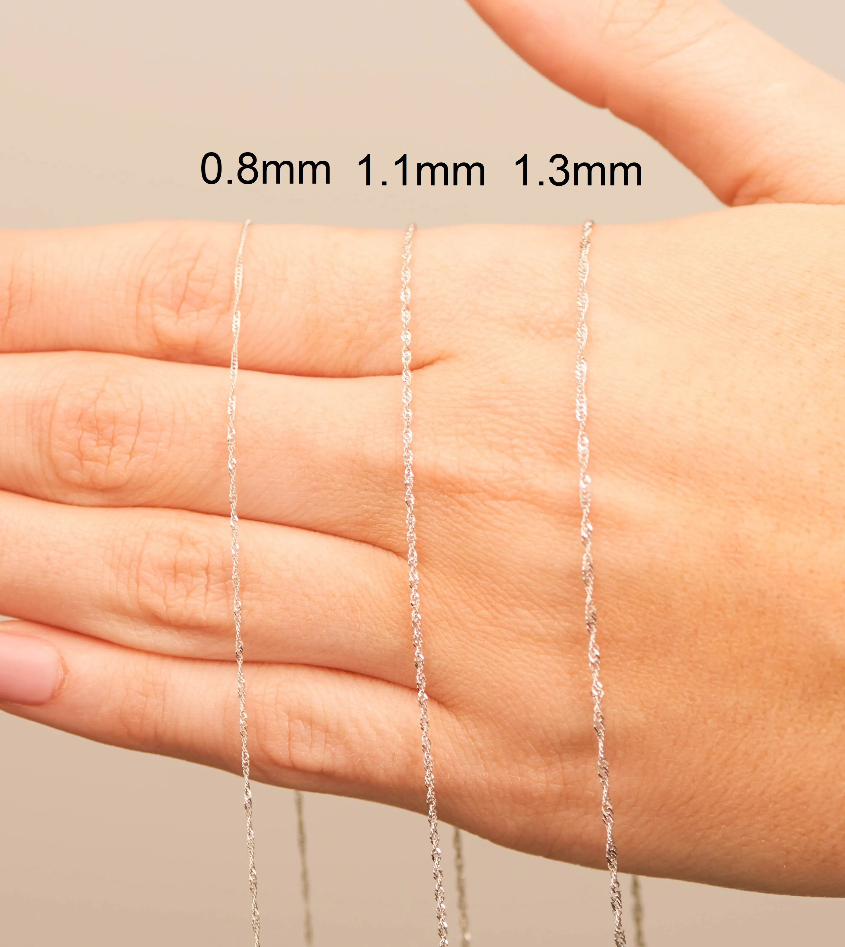 14k White Gold Singapore Chain Necklace
