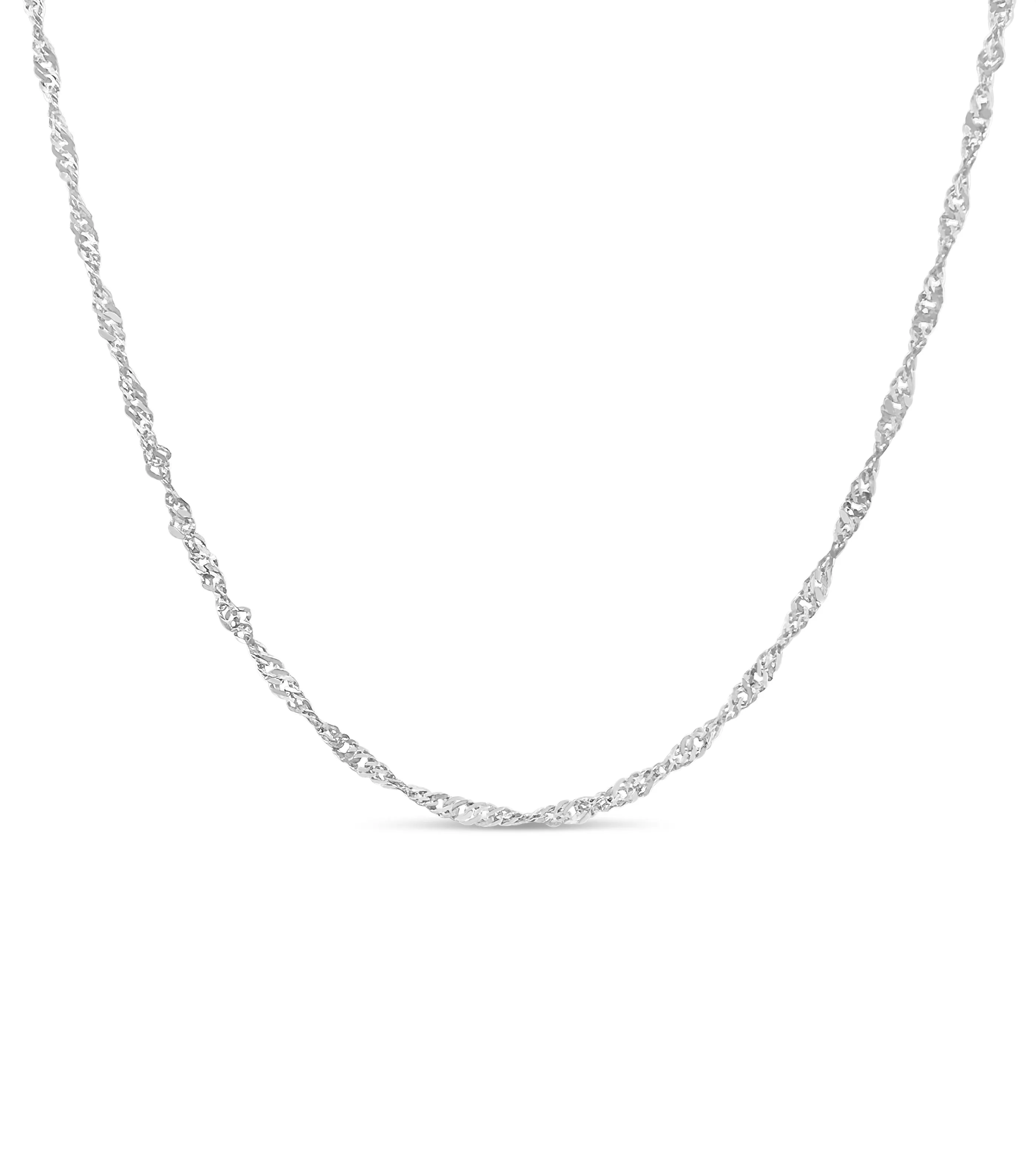 14k White Gold Singapore Chain Necklace