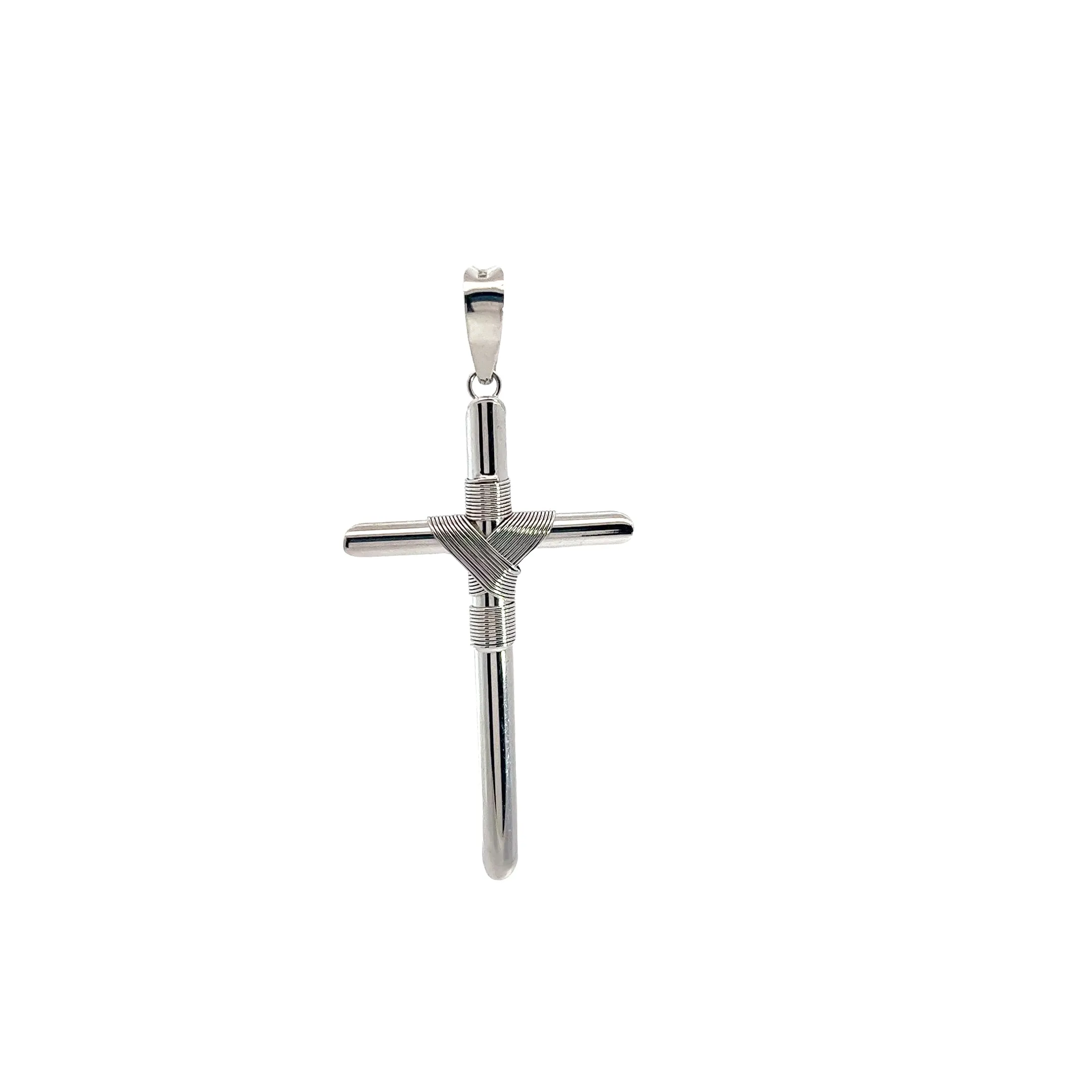 14k white gold Tube Cross Necklace
