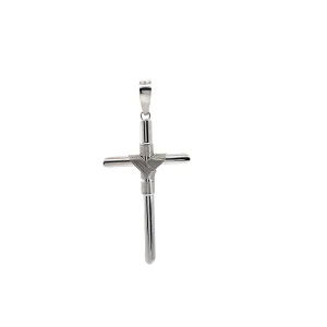 14k white gold Tube Cross Necklace