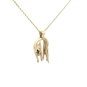 14K YELLOW GOLD 11.7 GRAM .10CT COLOMBIAN EMERALD HANGING PANTHER 16"INCH ROPE CHAIN NECKLACE