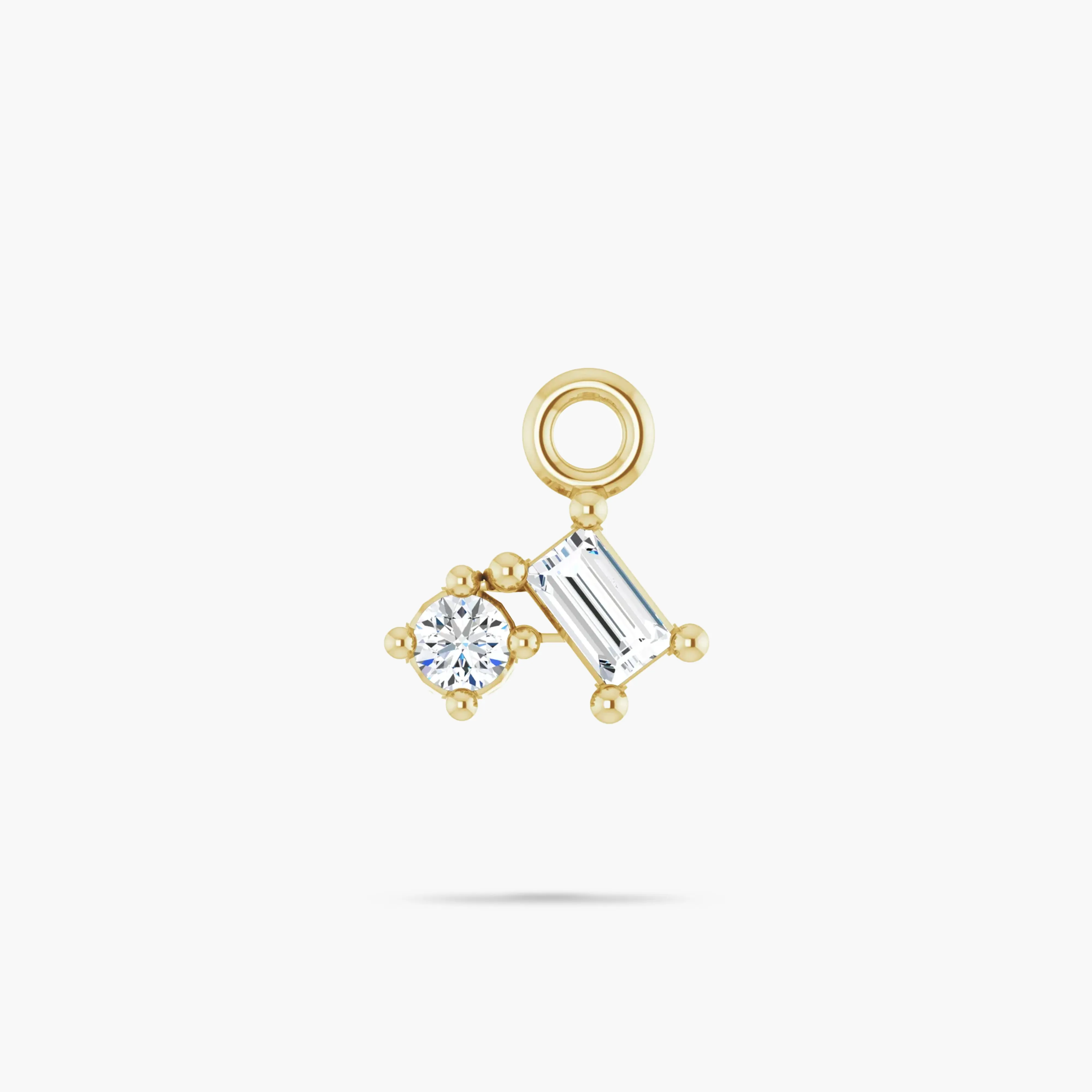 14K Yellow Gold Elegant Petite Natural Diamond Dangle Charm