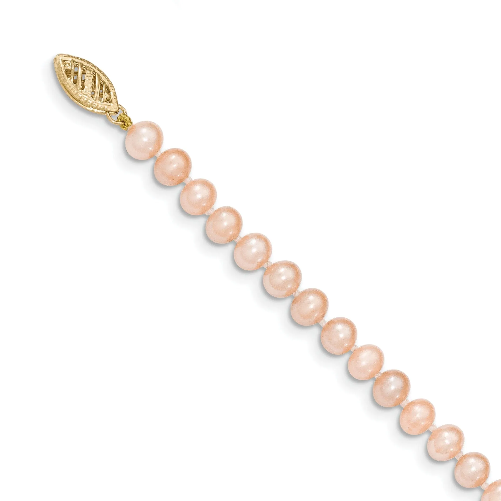 14k Yellow Gold Pink Freshwater Pearl Necklace