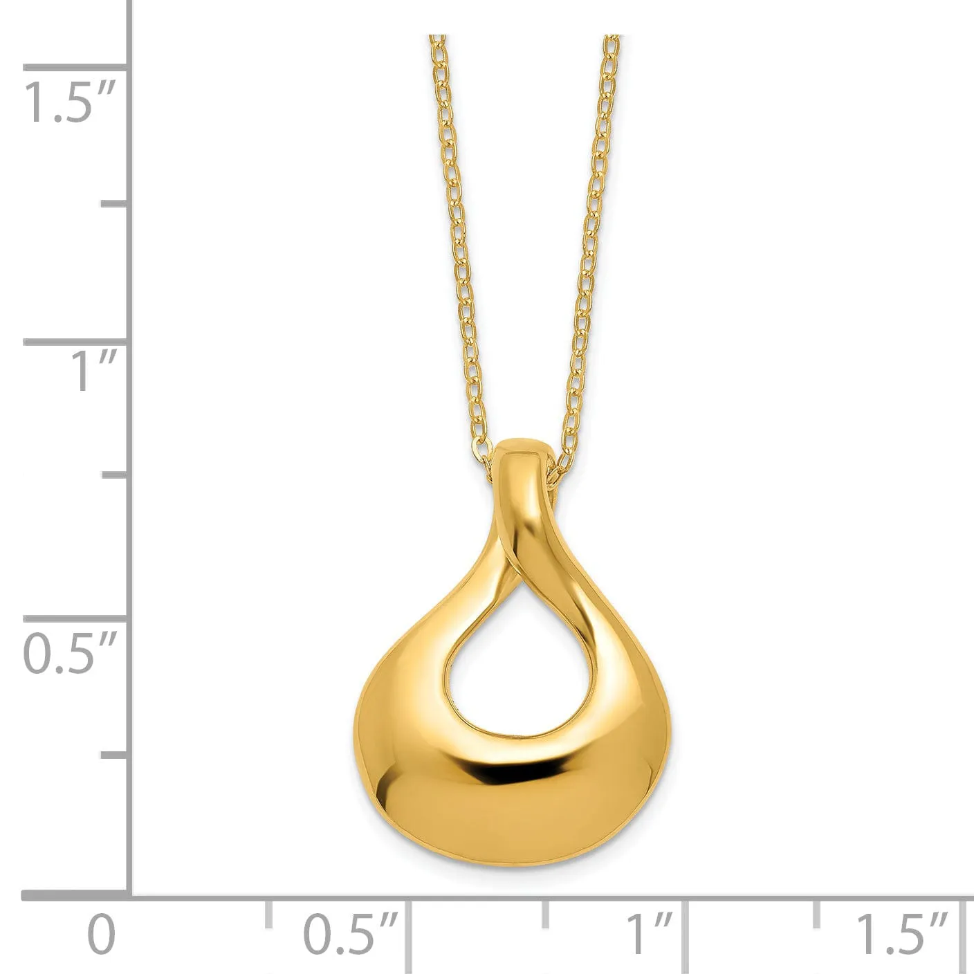 14k Yellow Gold Polished Tear Drop Necklace
