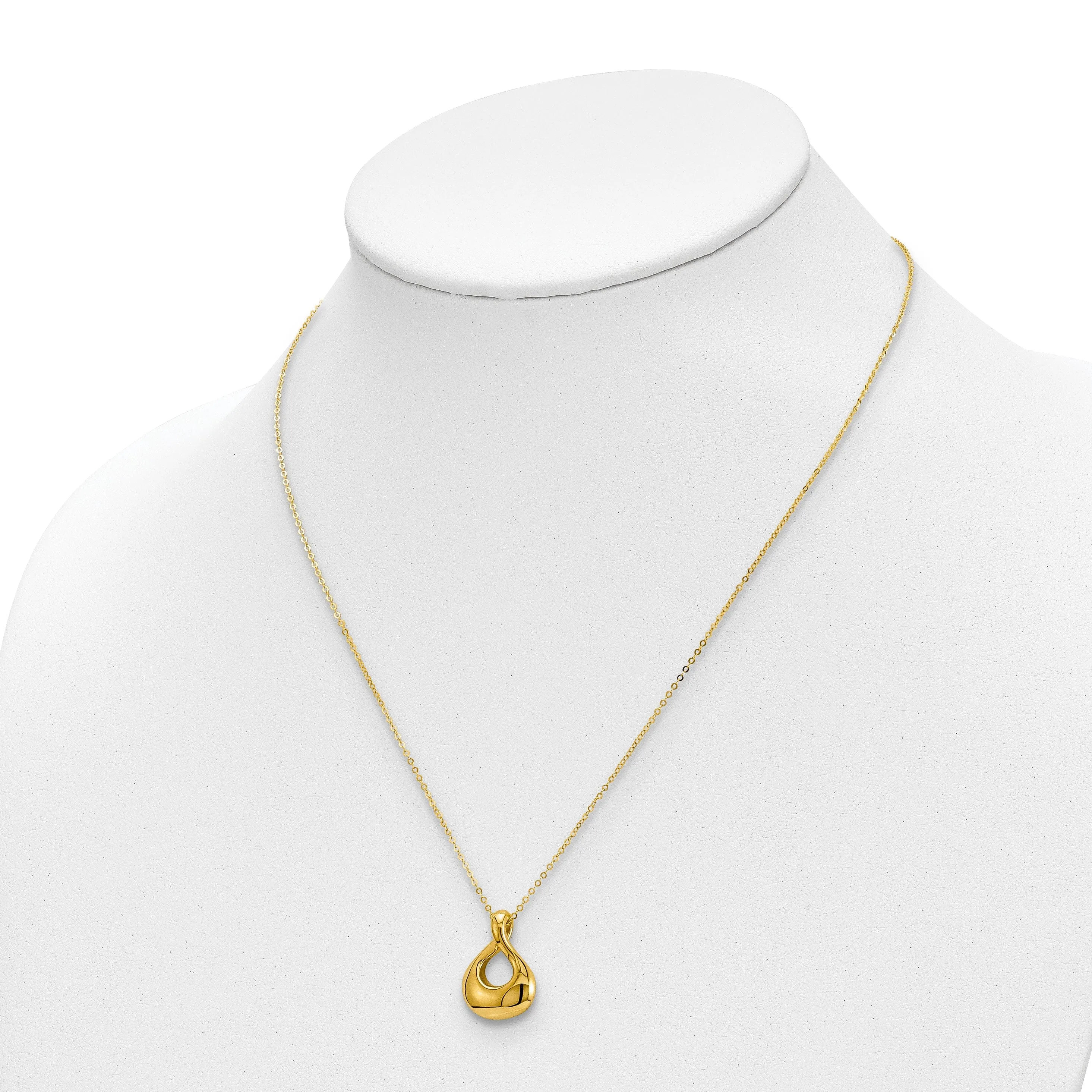 14k Yellow Gold Polished Tear Drop Necklace