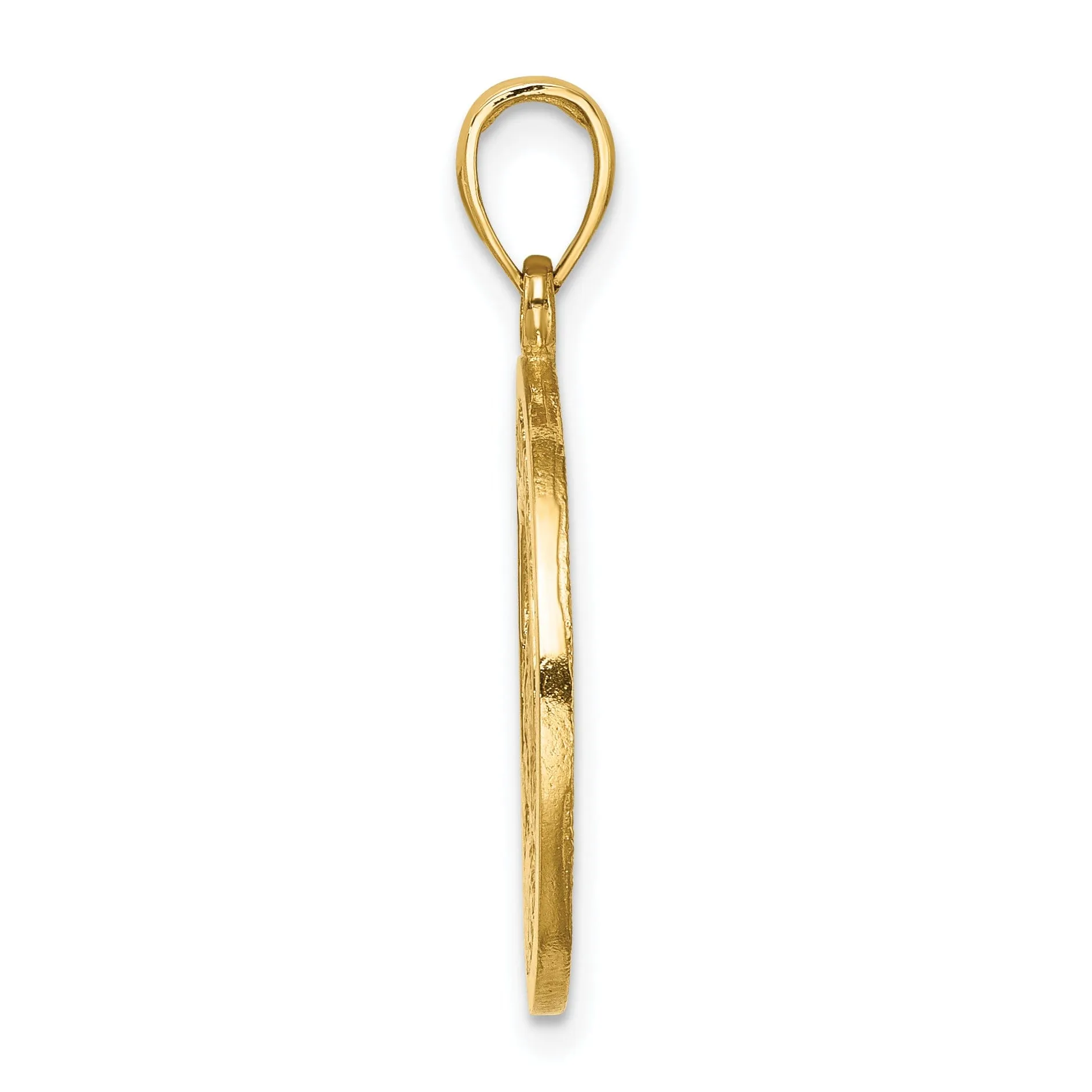 14K Yellow Gold Tectured Polished Finish of ST. LUCIA Twin Peaks Pitons Mountains Charm Pendant