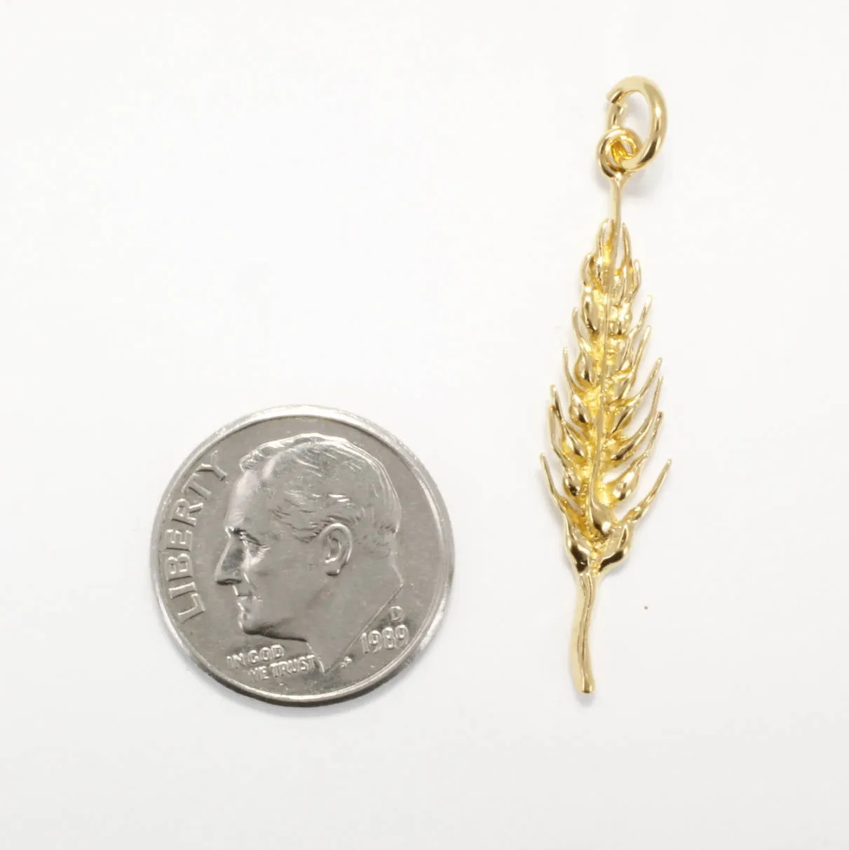 14kt Yellow Gold Vermeil Wheat Head Charm
