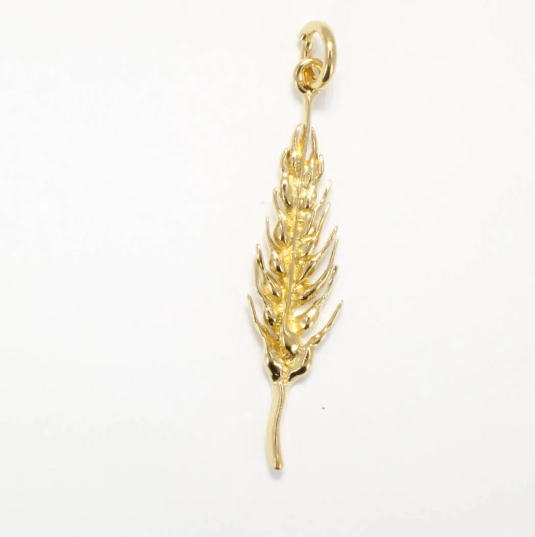 14kt Yellow Gold Vermeil Wheat Head Charm