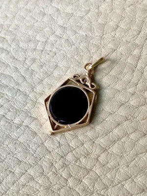 18k Gold and Black Onyx Articulated Spinner 5-sided Pentagram - Charm or Pendant