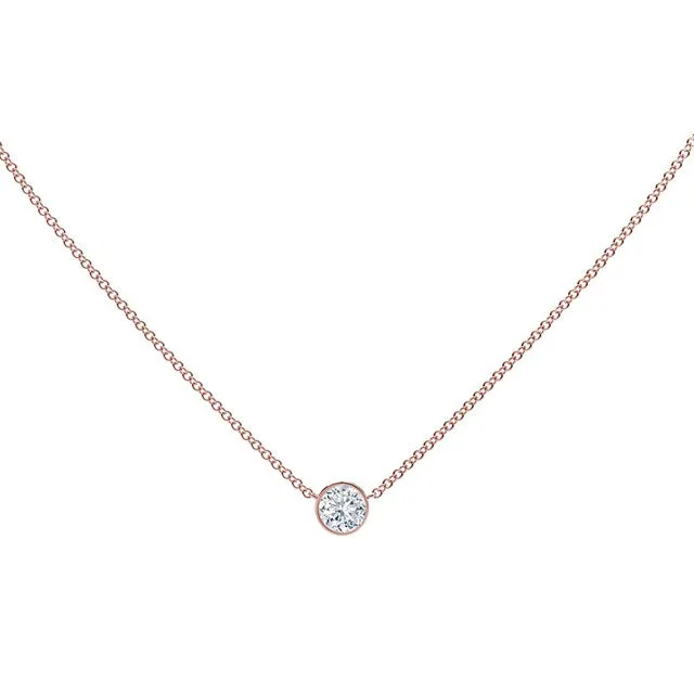 18K Rose Gold Round Diamond Necklace