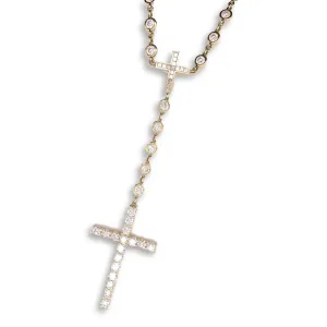 18K Yellow Gold Diamond Rosary Necklace