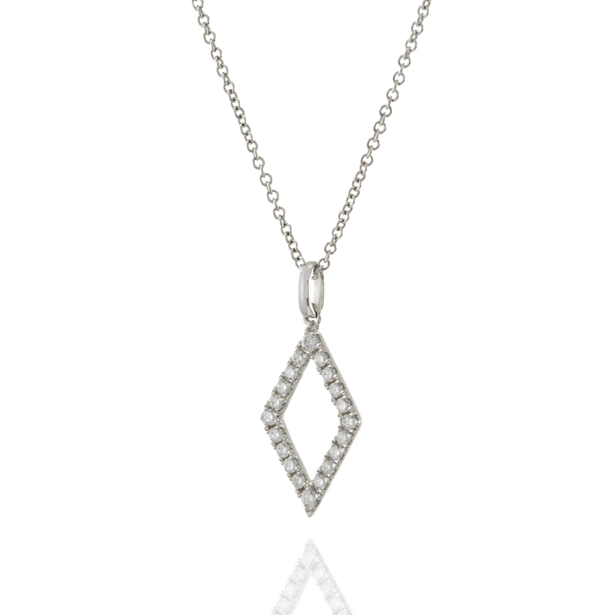 18KT White Gold Diamond Shaped Pendant