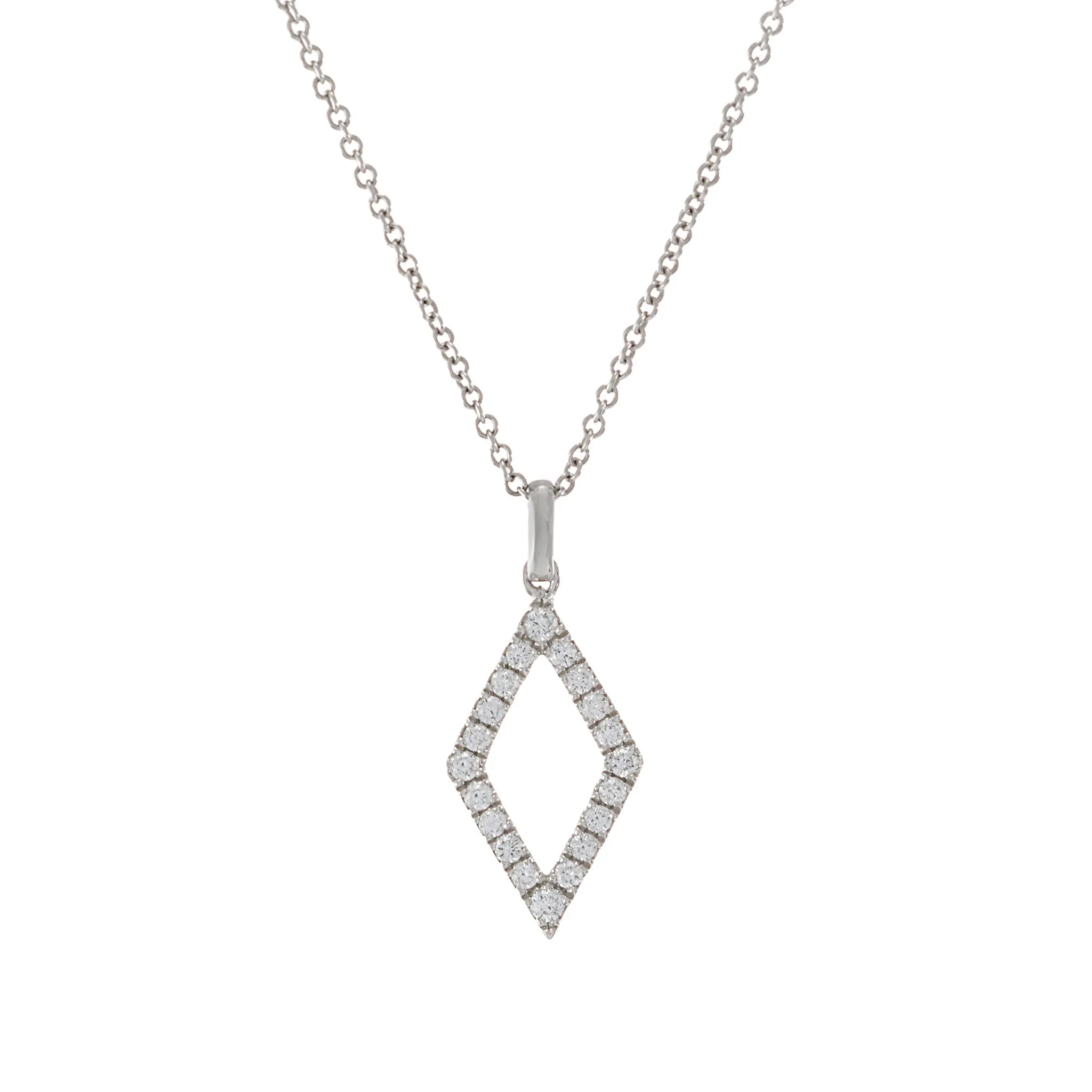 18KT White Gold Diamond Shaped Pendant