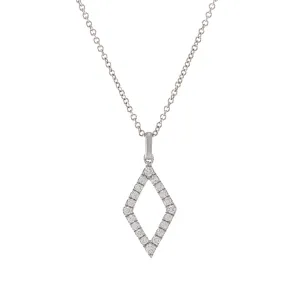 18KT White Gold Diamond Shaped Pendant