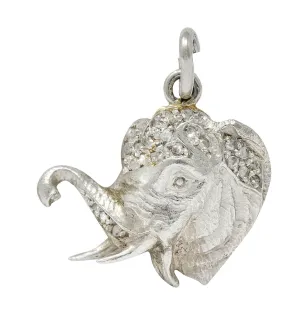 1920's Art Deco Pave Diamond Platinum Elephant Charm