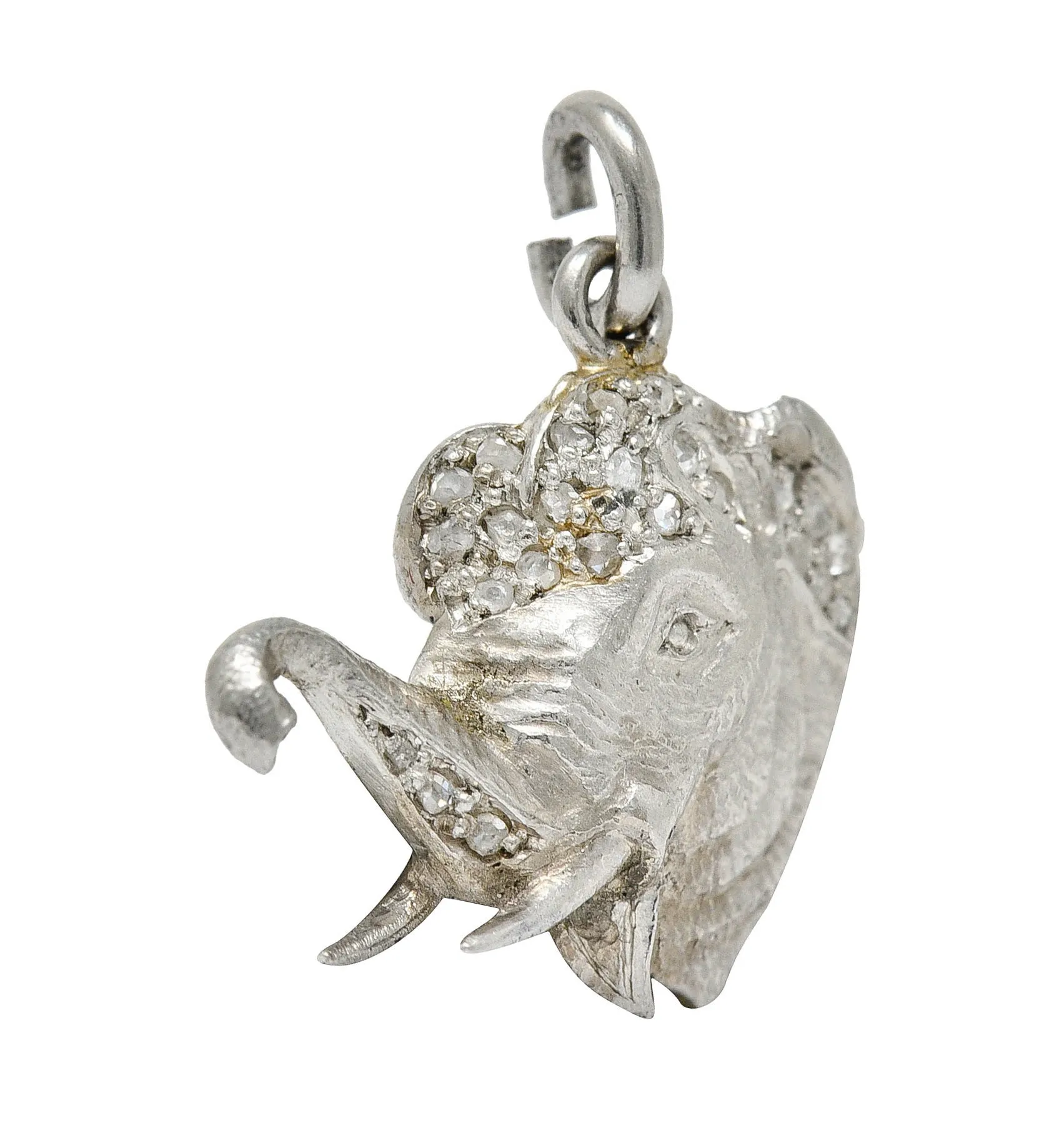 1920's Art Deco Pave Diamond Platinum Elephant Charm