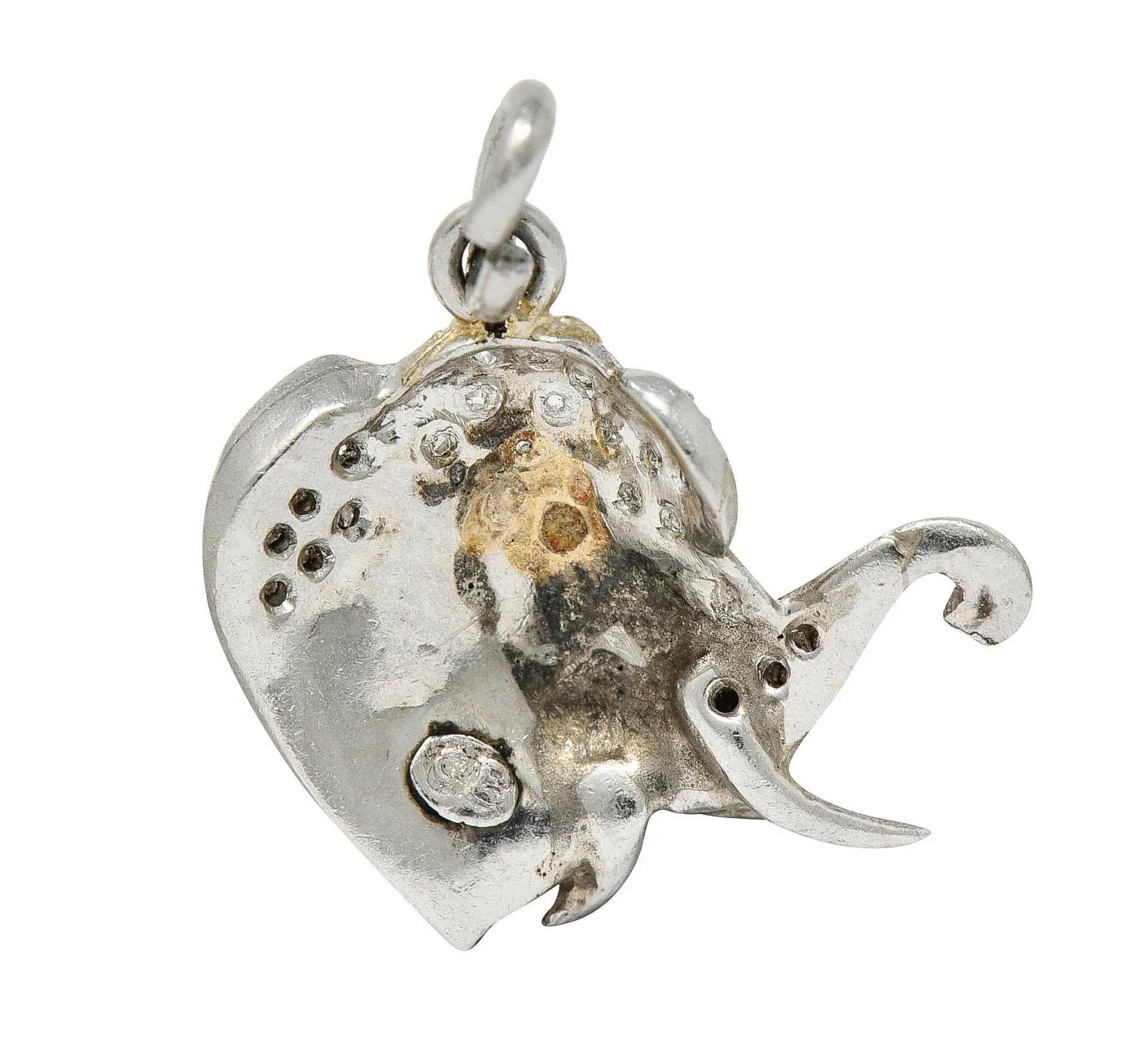 1920's Art Deco Pave Diamond Platinum Elephant Charm