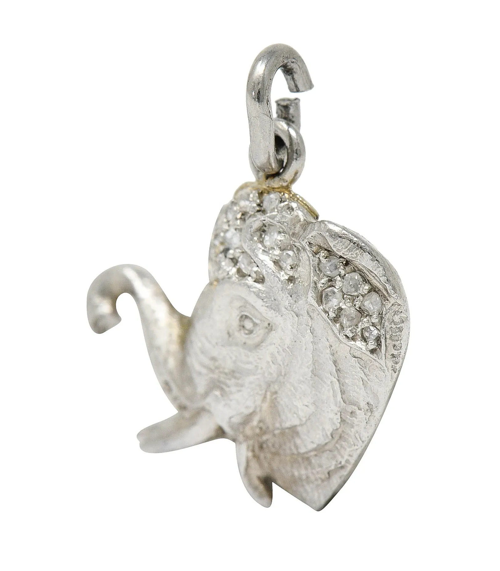 1920's Art Deco Pave Diamond Platinum Elephant Charm
