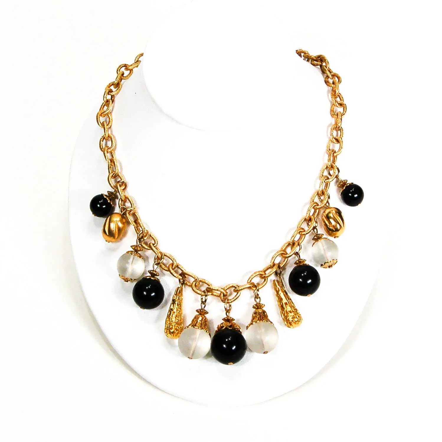 1970's Gold and Black Statement Bubble Necklace