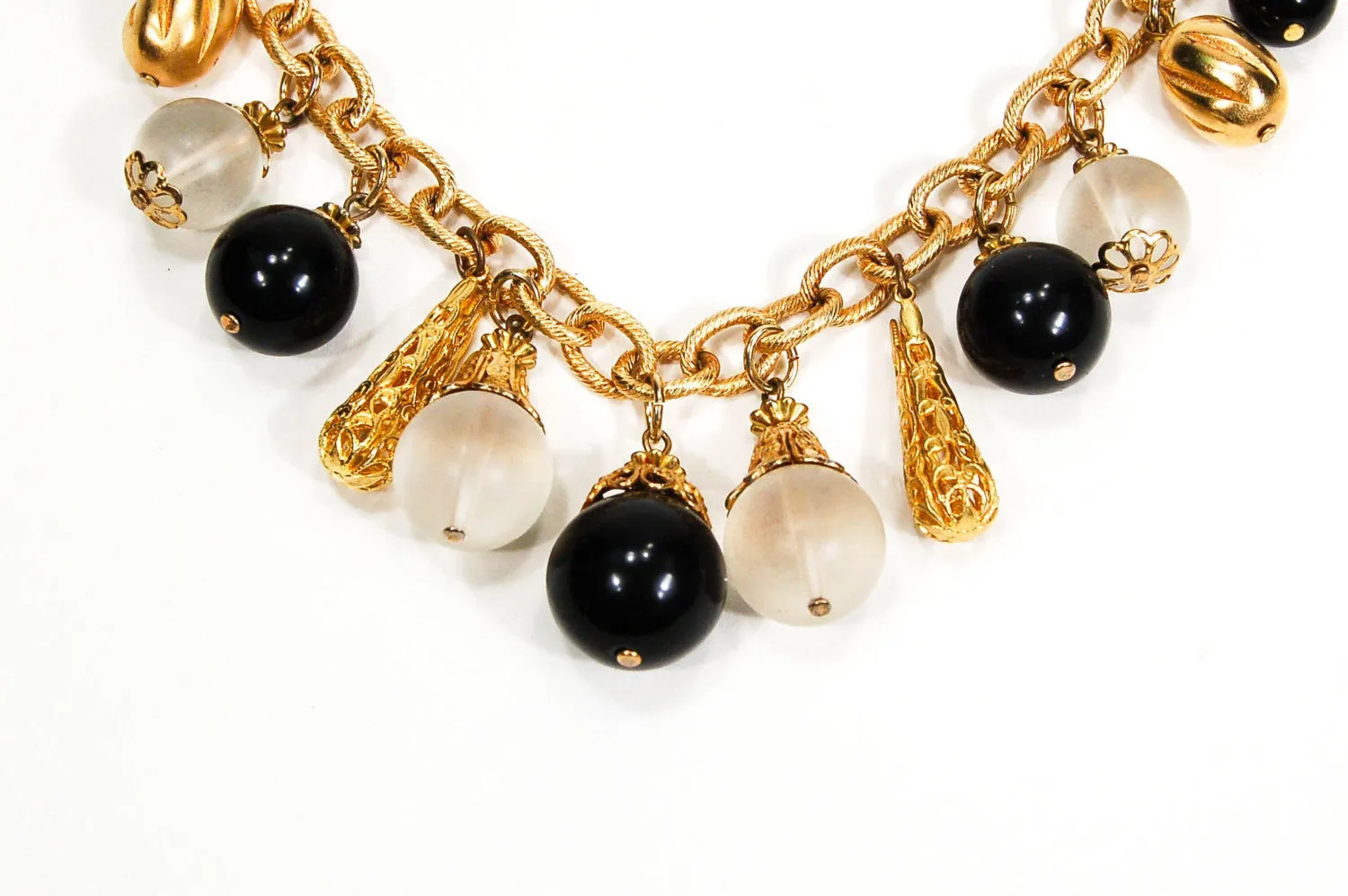 1970's Gold and Black Statement Bubble Necklace