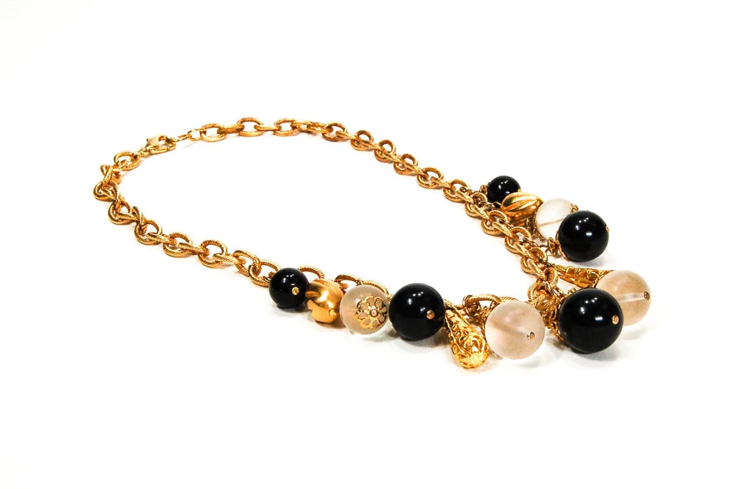 1970's Gold and Black Statement Bubble Necklace