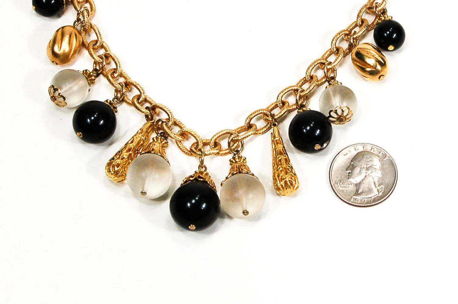 1970's Gold and Black Statement Bubble Necklace