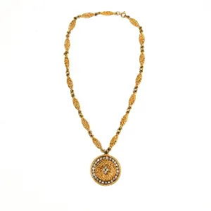 1970s Rhinestone Medallion Necklace
