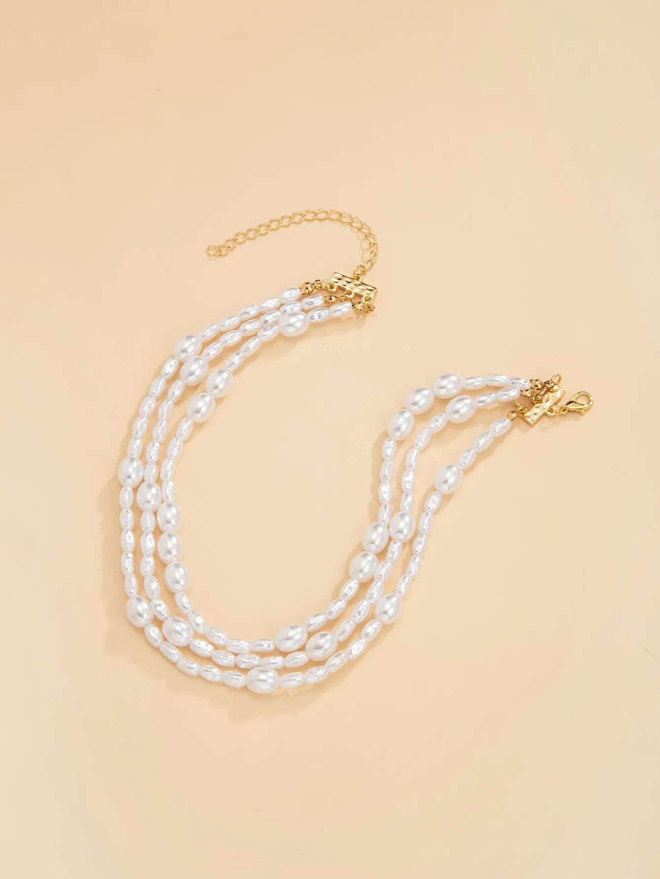 1pc Elegant Faux Pearl Beaded Layered Necklace