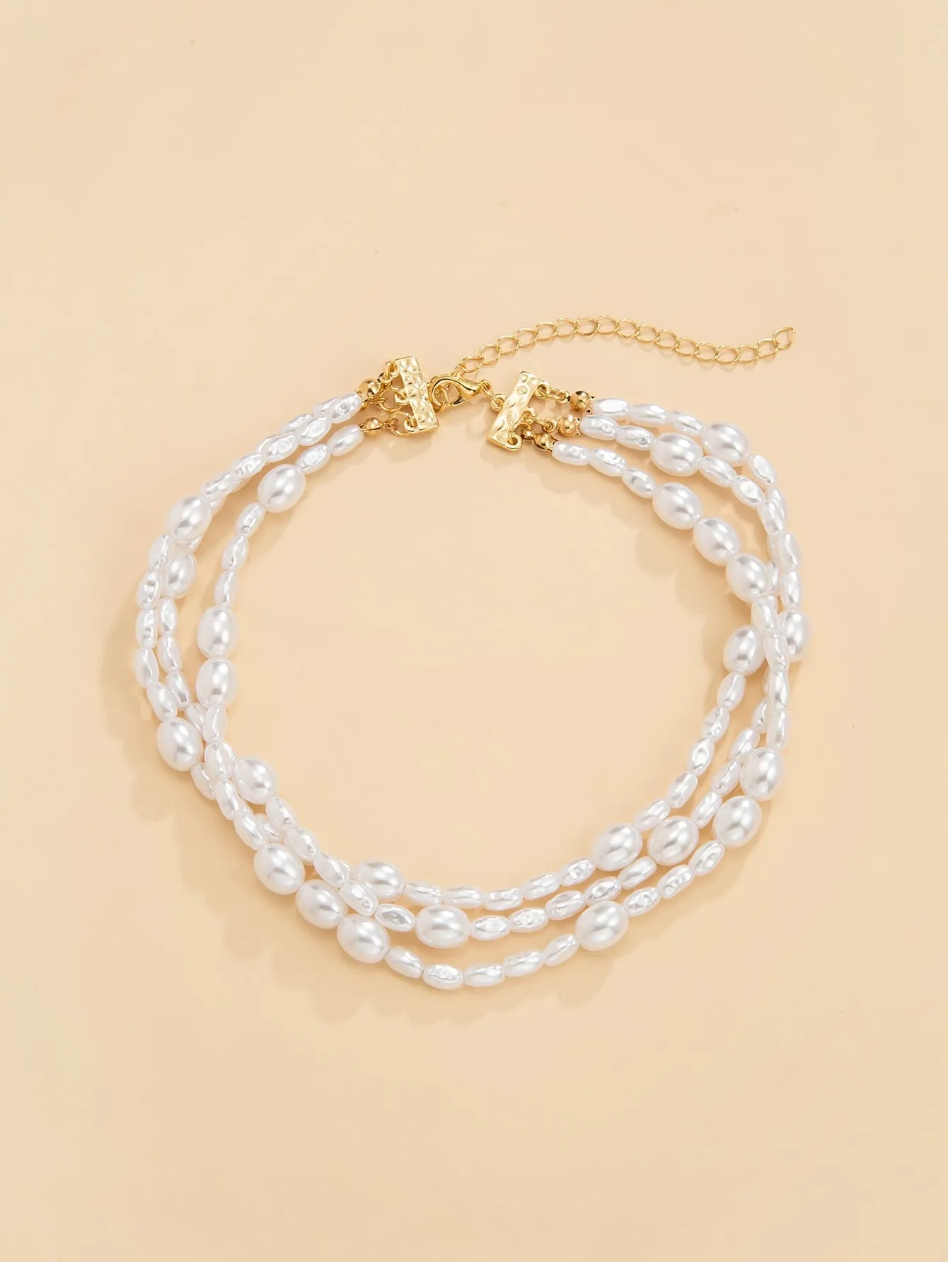 1pc Elegant Faux Pearl Beaded Layered Necklace