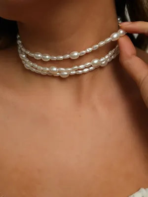 1pc Elegant Faux Pearl Beaded Layered Necklace