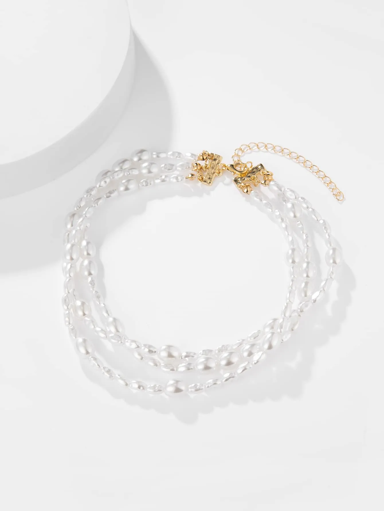 1pc Elegant Faux Pearl Beaded Layered Necklace