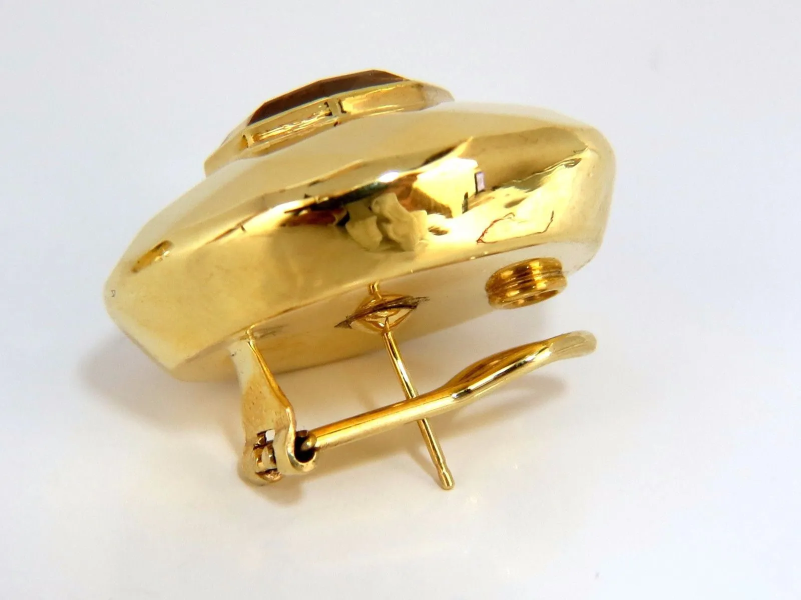 26.00ct Retro Mod Natural yellow golden citrine clip earrings 18kt puffer dome