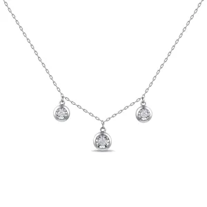 3 Station Necklace with 1/5ct of Diamonds in Sterling Silver