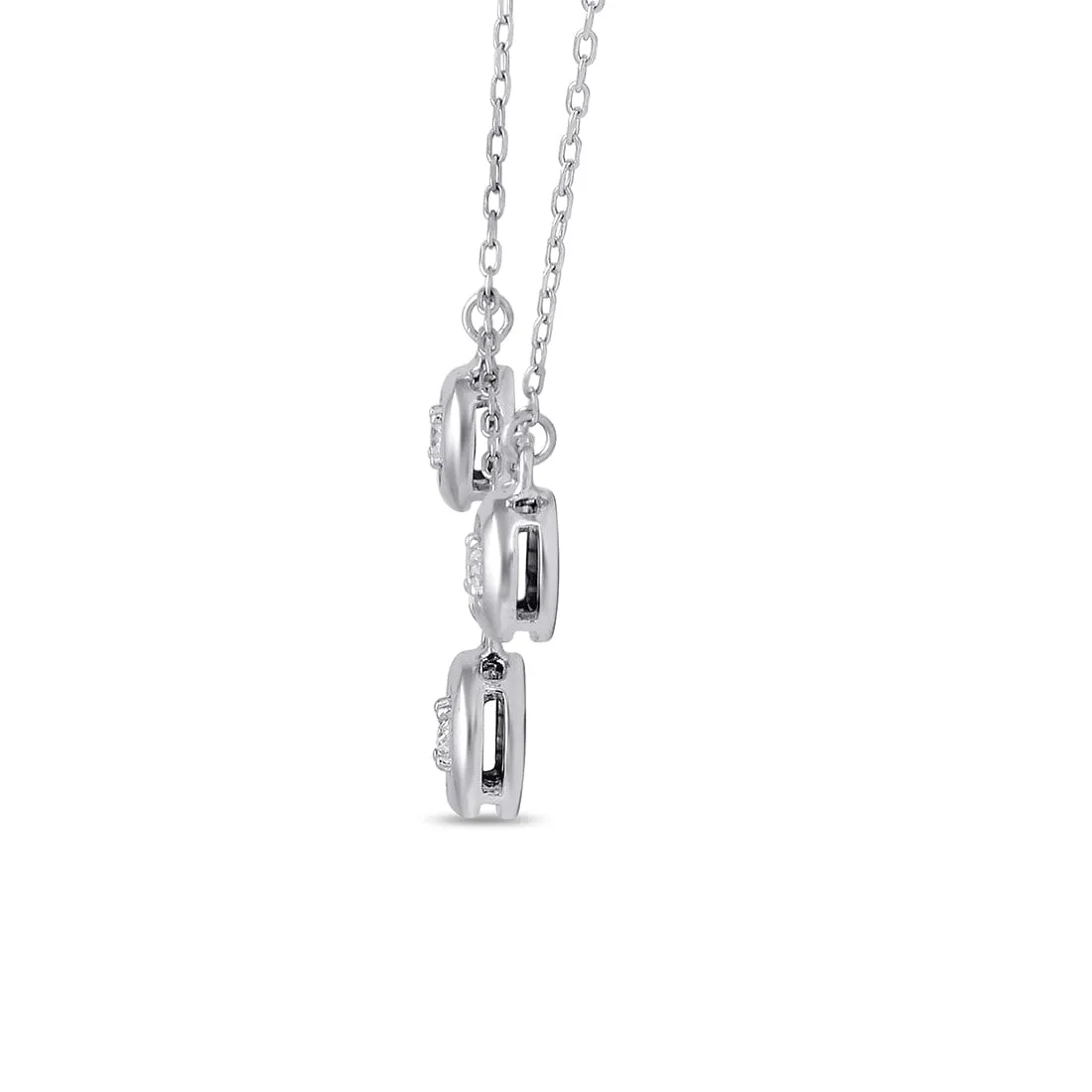 3 Station Necklace with 1/5ct of Diamonds in Sterling Silver