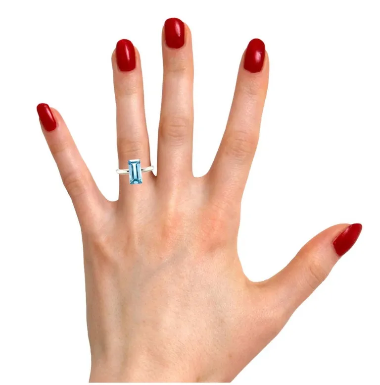 3.37 Carat Emerald Cut Octagonal Loose Unset Aquamarine Gemstone